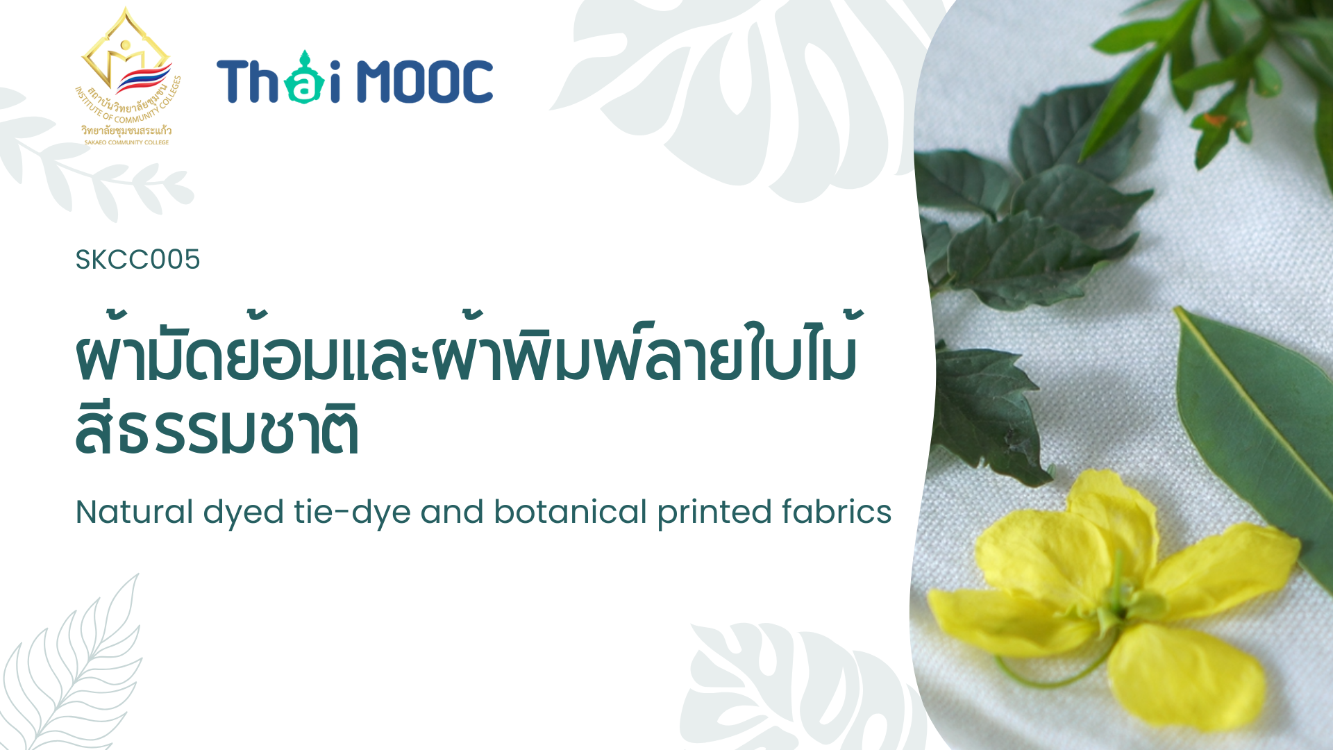 ผ้ามัดย้อมและผ้าพิมพ์ลายใบไม้สีธรรมชาติ | Natural dyed tie-dye and botanical printed fabrics 00826